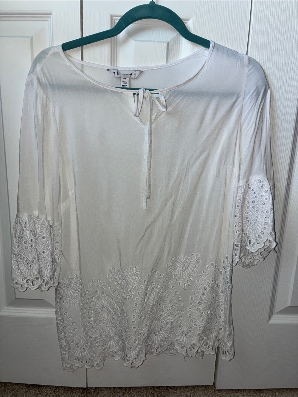 Tribal White Eyelet-Trim Peasant Tunic